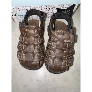 Okie Dokie Toddler Boys Lil Cash Brown Adjustable Sandals - Size 5